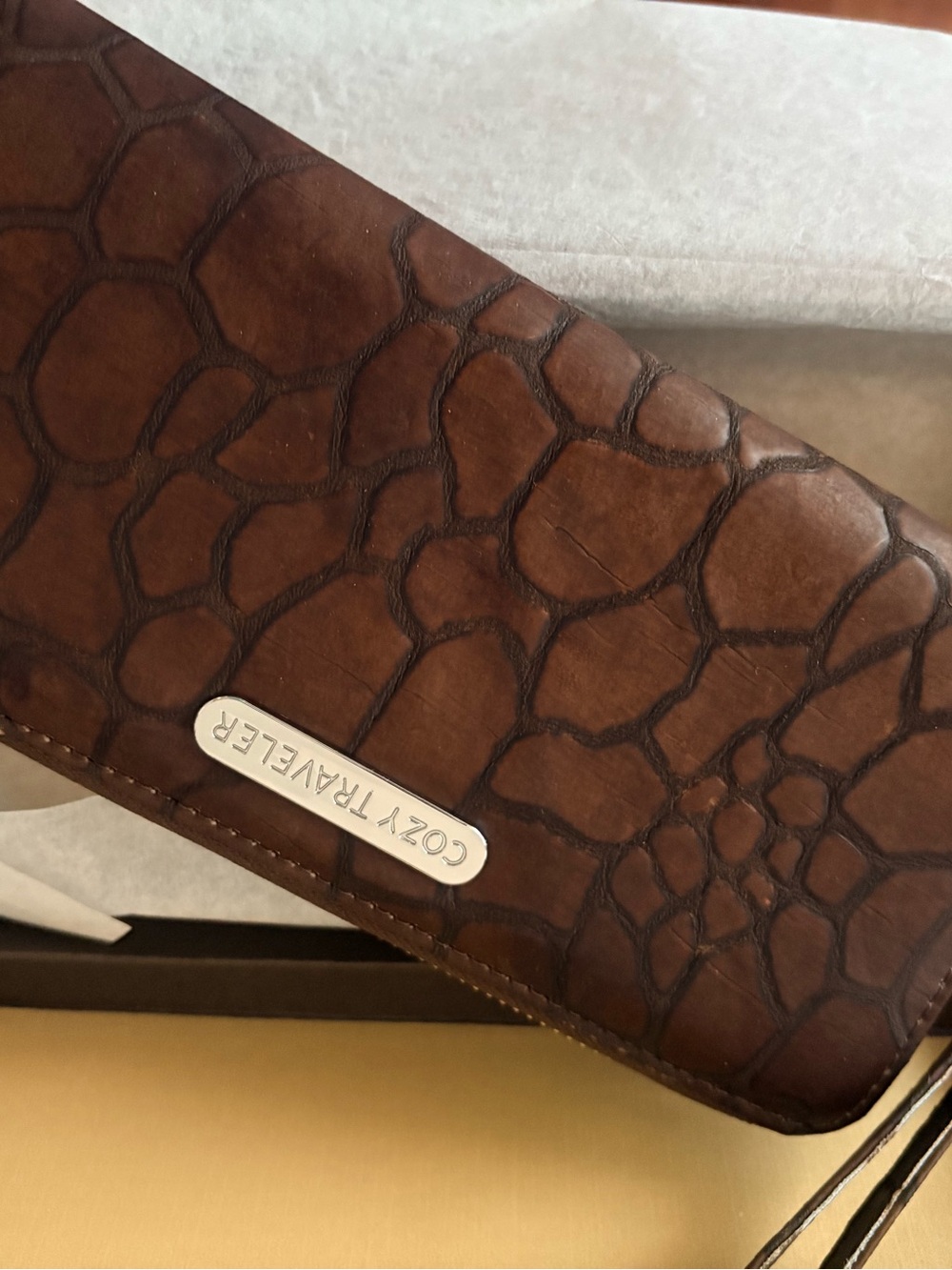 Brown Croc-Embossed Leather Wallet